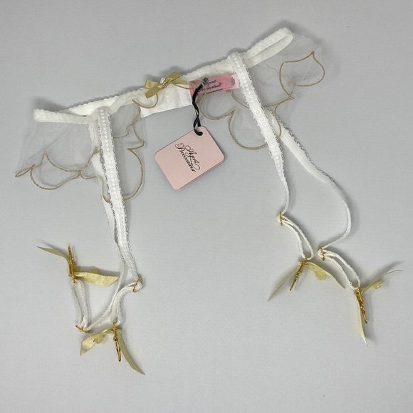 Agent Provocateur Lorna White Gold Suspender NWT